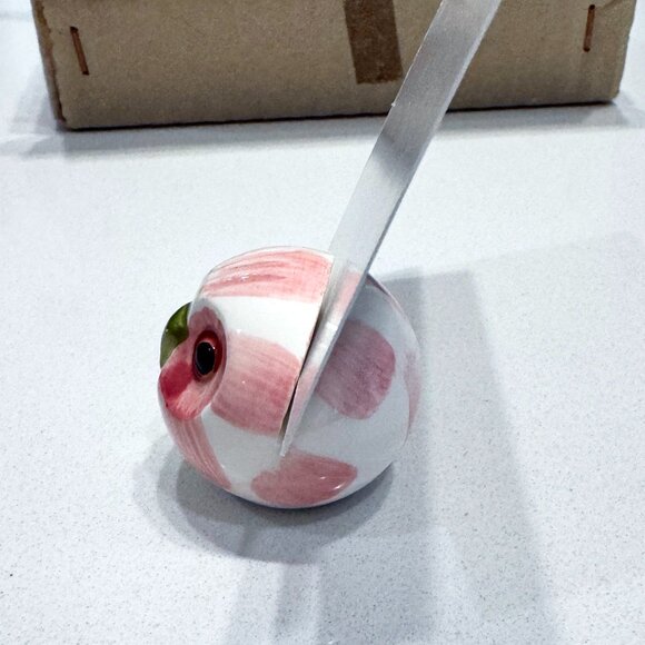 Set of 12 Ceramic Owls Hand Painted Place cards HolderS Dainty Small White Pink - Picture 5 of 8